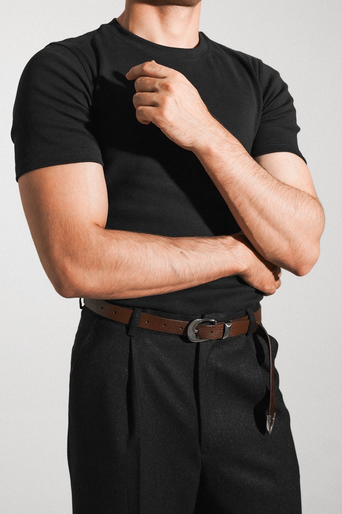 Black Ribbed Fitted Tee