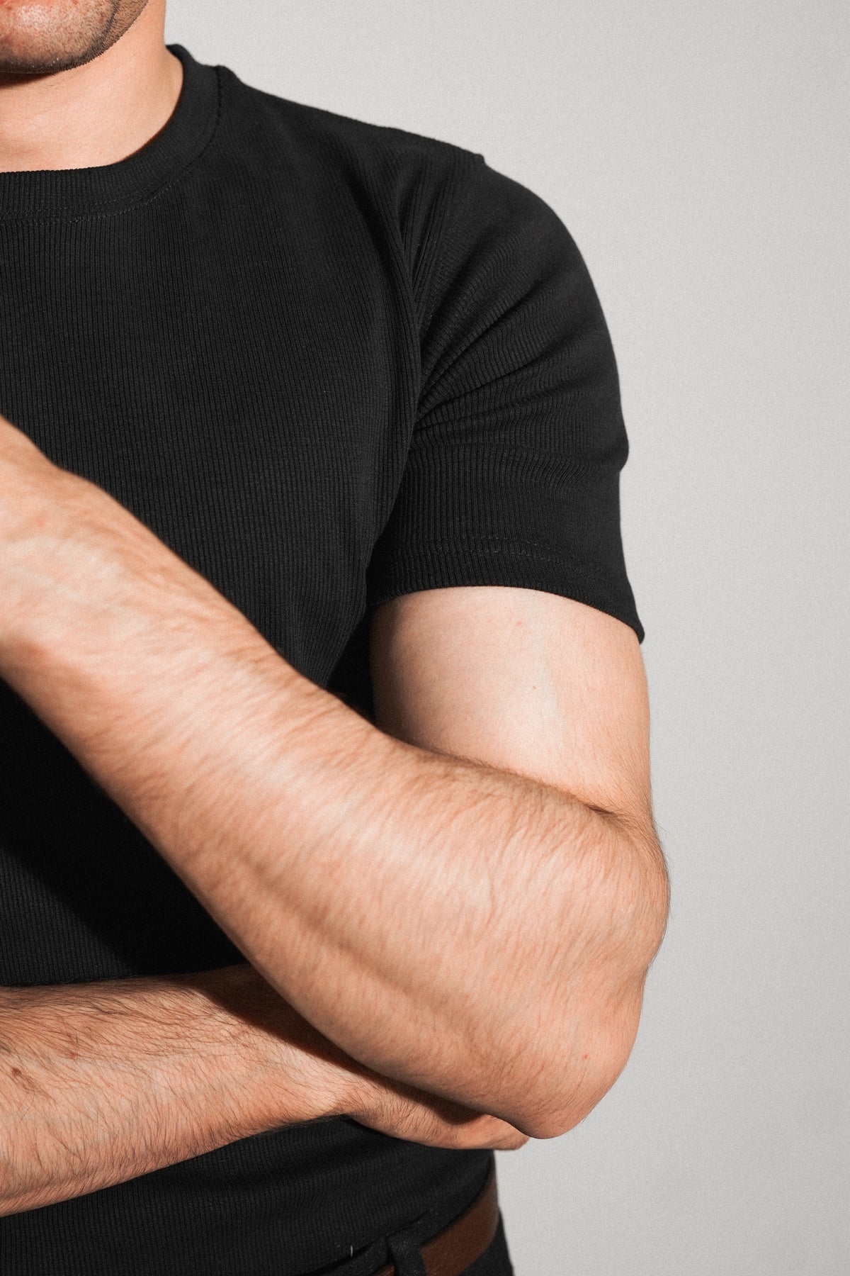 Black Ribbed Fitted Tee