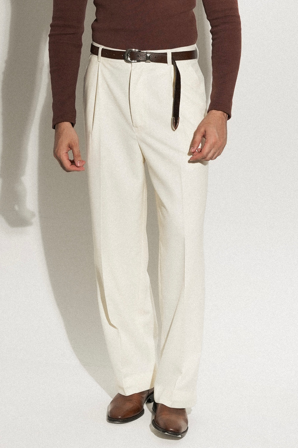 Ivory Pleated Dress Pants
