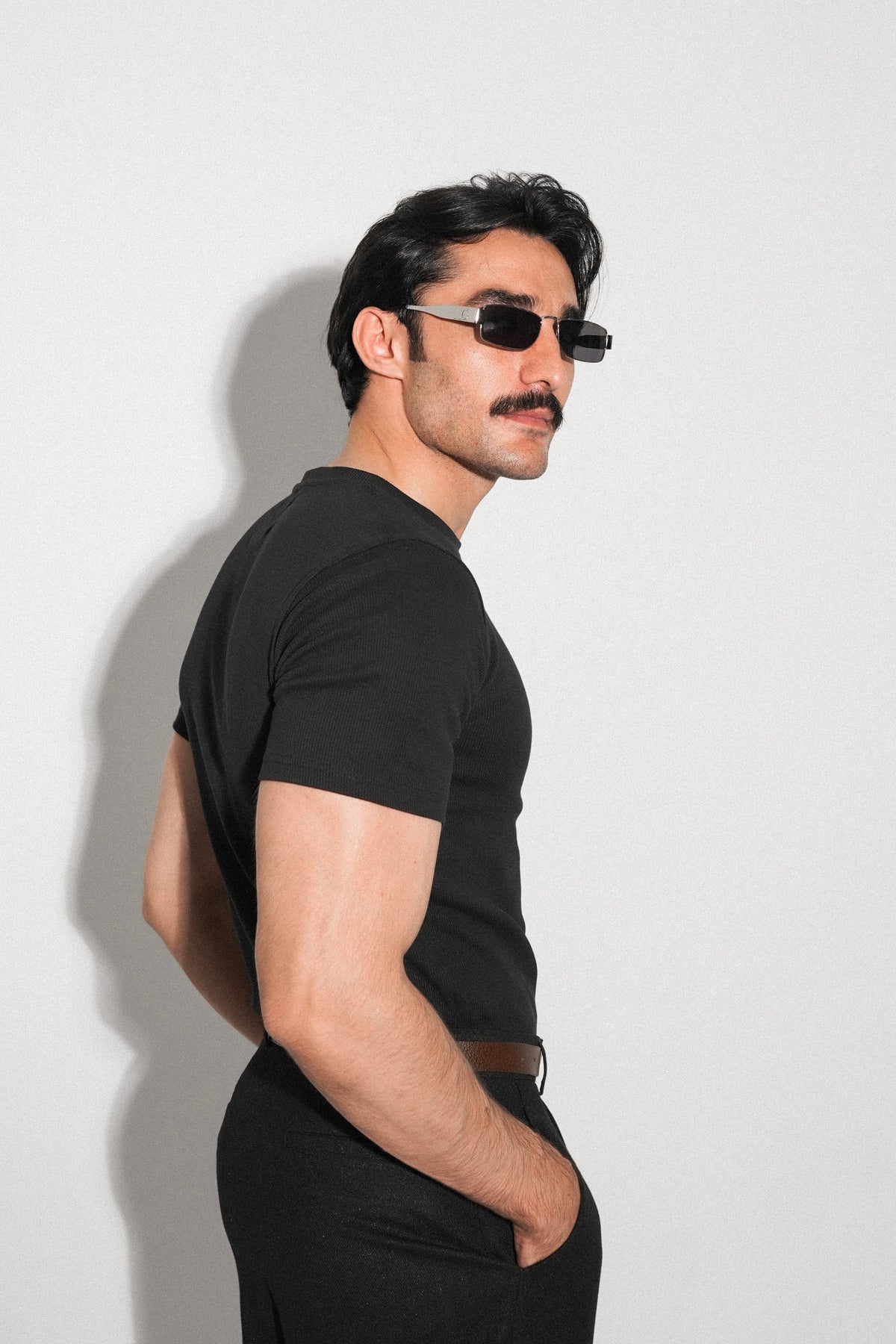 Black Ribbed Fitted Tee